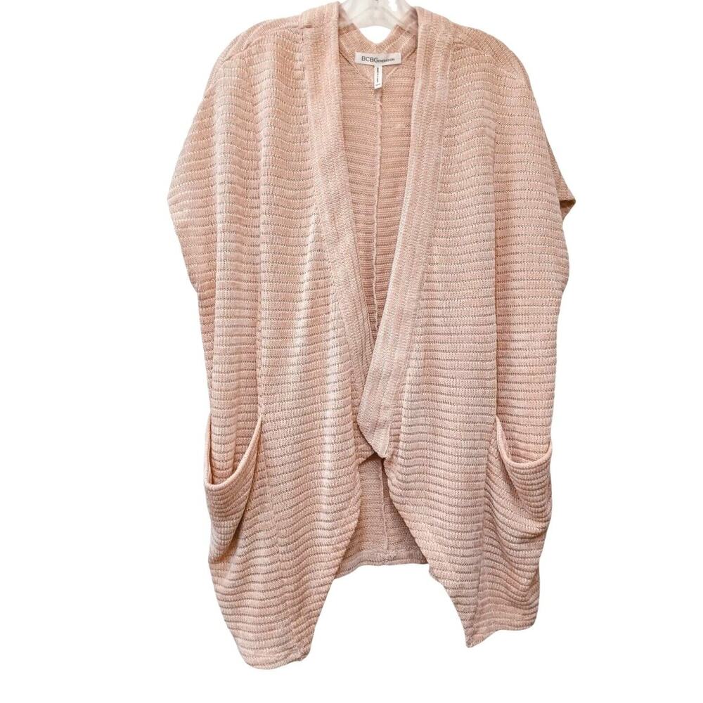 BCBGeneration Cardigan Sz S - XS Pink Neutral Rose Sweater Vest Cover-Up Baggy
